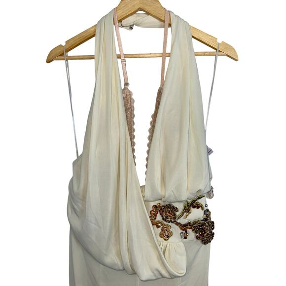 NEW Mandalay Cream Embellished Maxi Long Evening Gown Formal Dress Women Size 10 - Picture 2 of 16